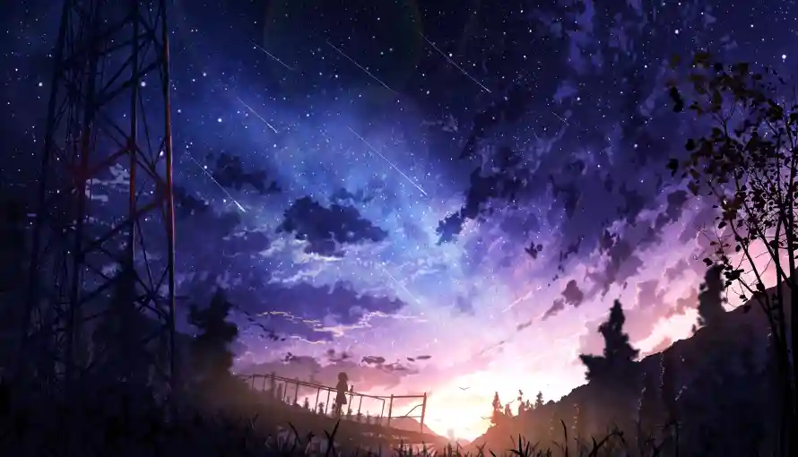 5k天空壁纸-树 - 星空-铁塔「哲风壁纸」
