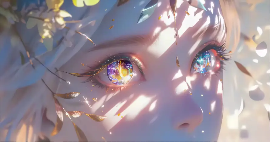 4k光影壁纸-星河 - 灵眸-白发「哲风壁纸」