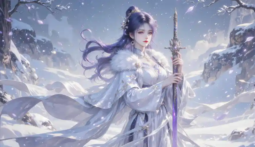 14k古风壁纸-白衣 - 紫发-遮天「哲风壁纸」