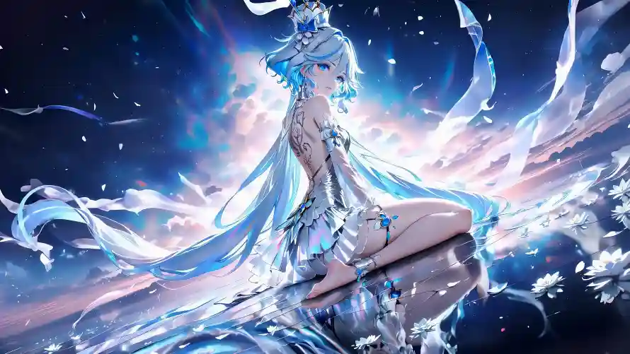 8k原神壁纸-水元素 - 芙宁娜-星空背景「哲风壁纸」