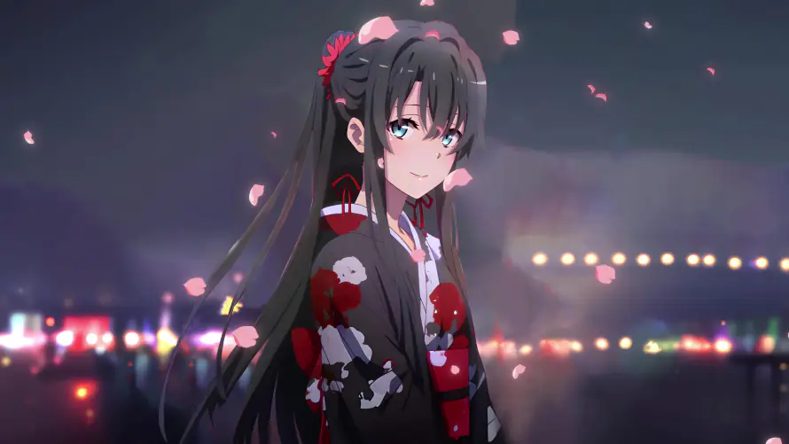 6k和服壁纸-夜景 - 少女-樱花「哲风壁纸」