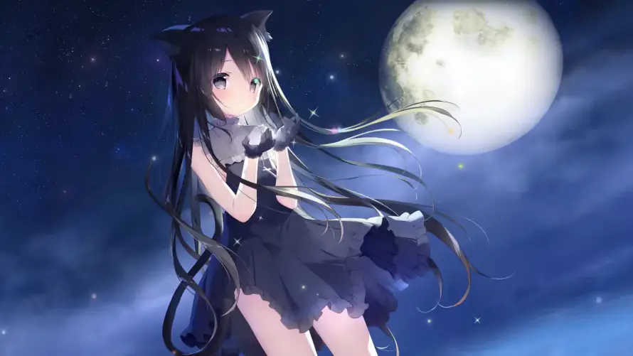 2k唯美壁纸-夜空 - 星星-月亮「哲风壁纸」
