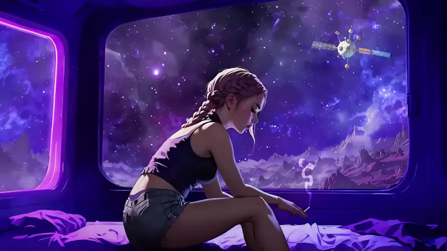 4k女孩壁纸-房间 - 星云-飞船「哲风壁纸」