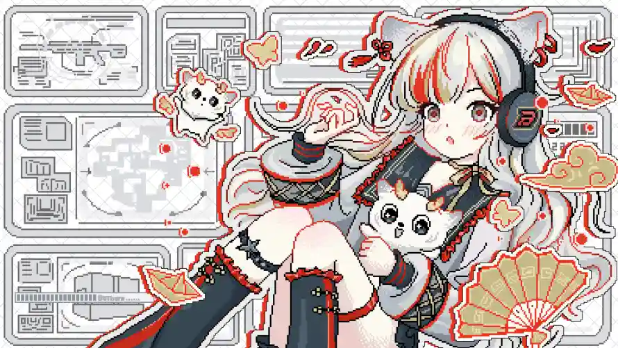 4k扇子壁纸-汐 - 猫耳-白泽「哲风壁纸」