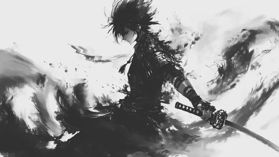 4k侠客壁纸-武士 - 长剑-黑白「哲风壁纸」