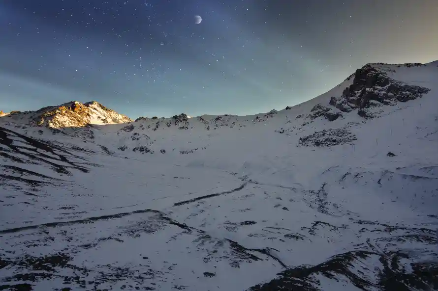 6k日出壁纸-星空 - 月亮-雪地「哲风壁纸」