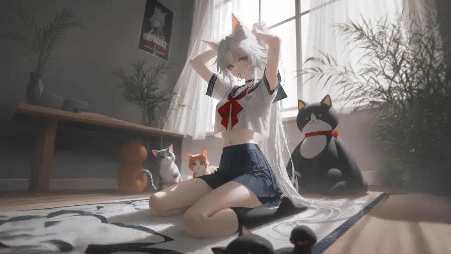 4k小猫壁纸-柴犬 - 飞霄-jk制服「哲风壁纸」