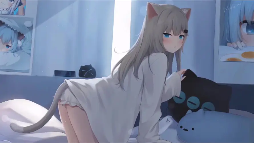 4k少女壁纸-猫尾 - 猫系-猫耳「哲风壁纸」