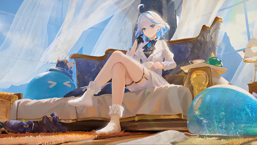 4k唯美壁纸-少女 - 梦幻-冰晶背景「哲风壁纸」