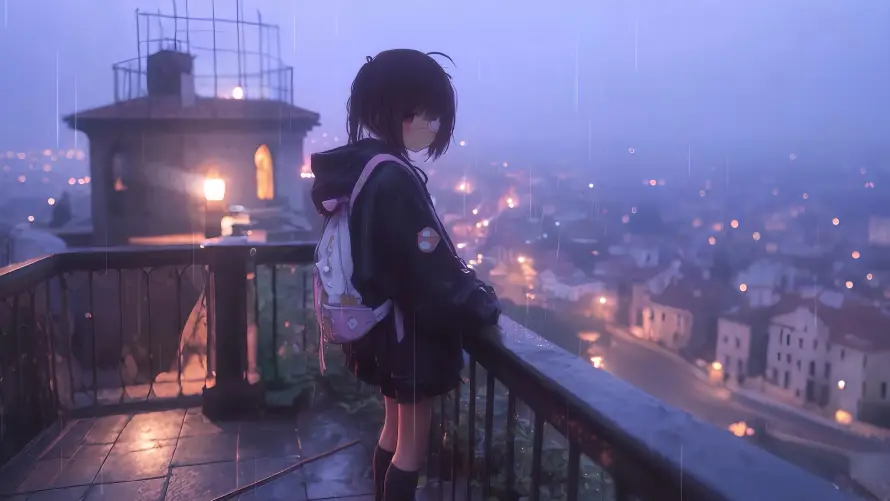 5k路灯壁纸-jk - 雨后-雾城「哲风壁纸」