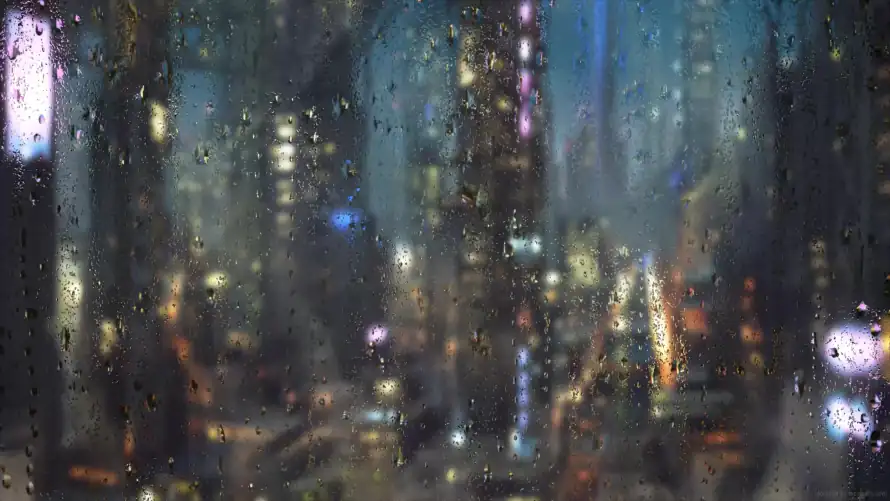 4k雨痕壁纸-玻璃窗 - 城市夜景-城市灯光「哲风壁纸」