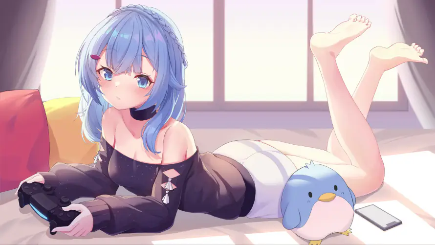 4k动漫壁纸-室内 - 少女-耳机「哲风壁纸」