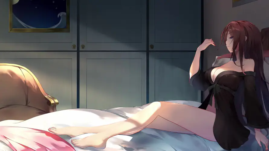 4k休闲壁纸-卧室 - 少女-红发「哲风壁纸」