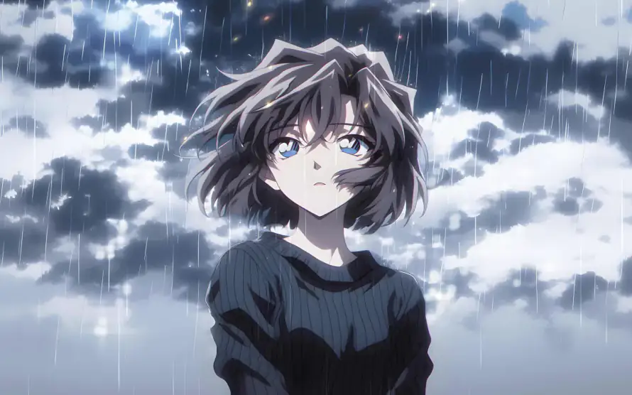 3k乌云壁纸-少女 - 雨天-灰原哀「哲风壁纸」