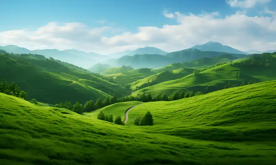 8k远山壁纸-青山 - 绿草地-护眼草地「哲风壁纸」