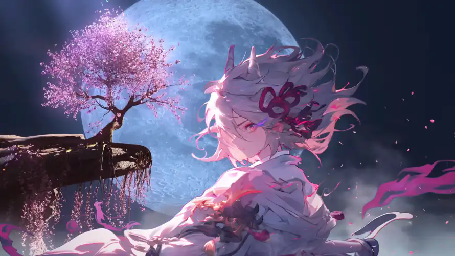 4k和服壁纸-夜空 - 御剑-樱花「哲风壁纸」