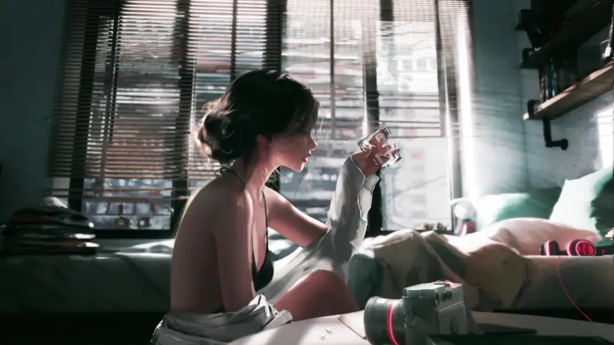 4k内衣壁纸 - 酒杯 - 百叶窗 - WLOP「哲风壁纸」