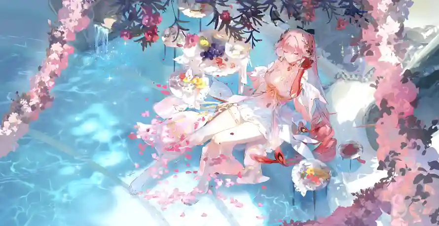 6k壁纸壁纸-樱花 - 水面-二次元「哲风壁纸」