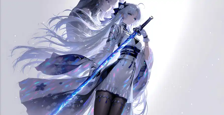 6k光剑壁纸-和服 - 壁纸-白发「哲风壁纸」