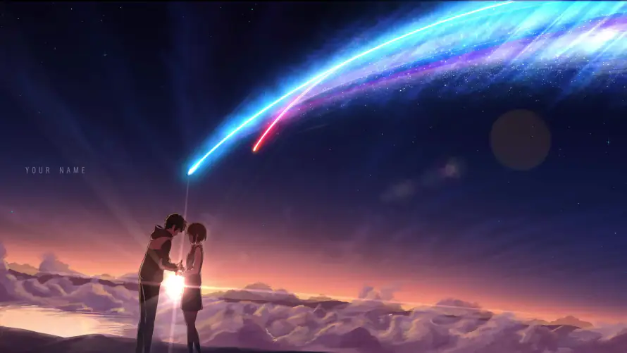 4k二次元壁纸-动态壁纸 - 夜空背景-情侣相拥「哲风壁纸」