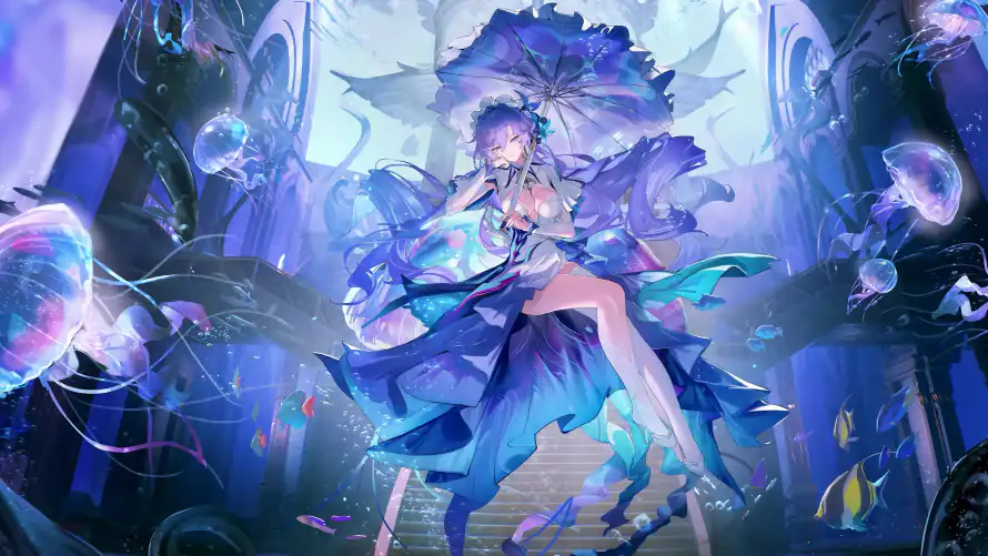 4k二次元壁纸-动态壁纸 - 动漫女性-星空背景「哲风壁纸」