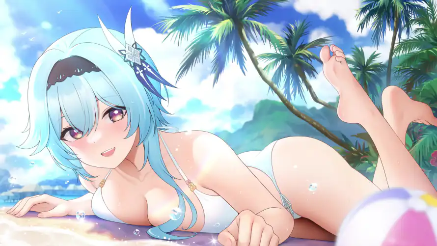 4k夏日壁纸-沙滩 - 海边-二次元「哲风壁纸」