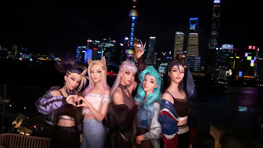 4k夜景壁纸-K/DA - 上海外滩-游戏角色「哲风壁纸」