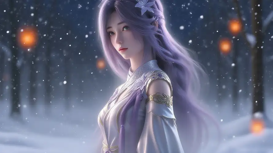 4k云曦壁纸-古风 - 灯笼-雪景「哲风壁纸」