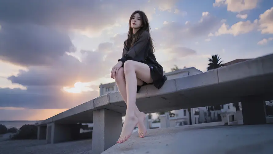 4k桥梁壁纸-赤脚 - 黄昏-夕阳天空「哲风壁纸」