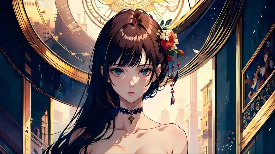 4k长发壁纸-露肩 - 华丽背景-精美壁纸「哲风壁纸」