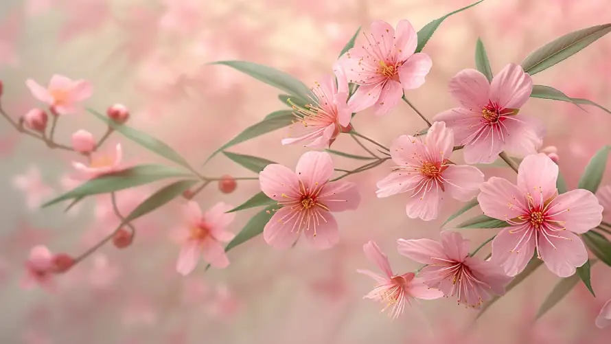 2k樱花壁纸-花 - 绿叶-春季花卉「哲风壁纸」