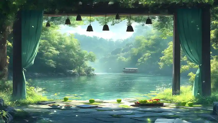 2k小船壁纸-水 - 树木-水面「哲风壁纸」
