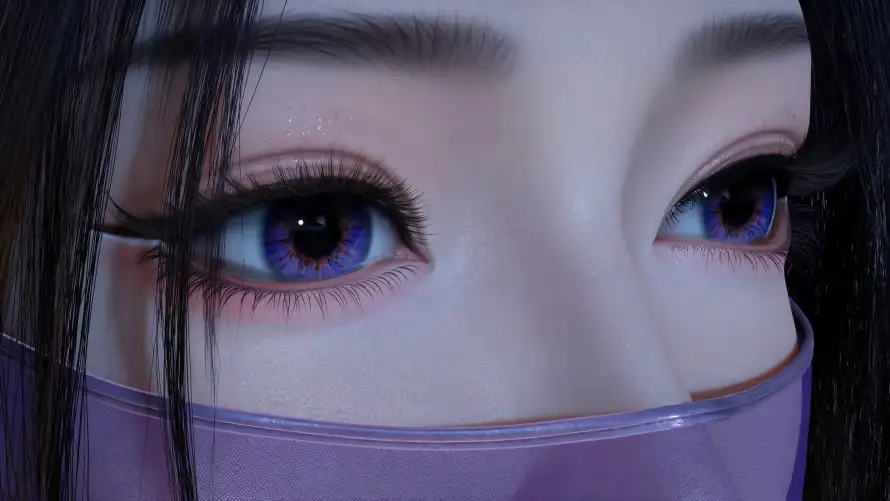 4k神秘壁纸-紫灵 - 紫色面纱-蓝色眼眸「哲风壁纸」