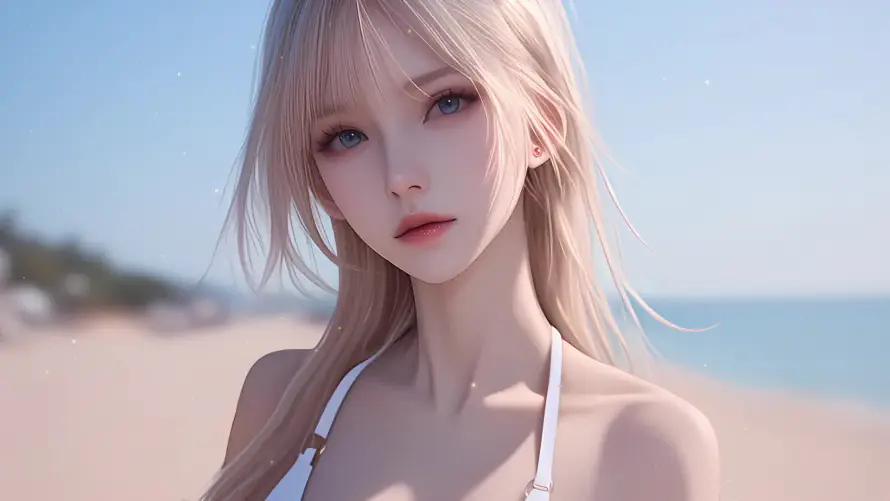 2k沙滩壁纸-海洋 - 海边-美女「哲风壁纸」
