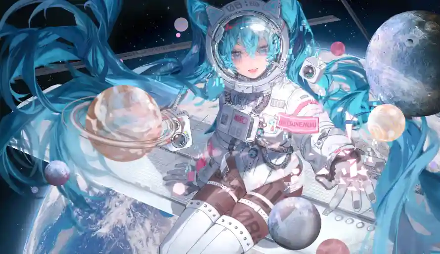 8k太空壁纸-少女 - 星球-宇航服「哲风壁纸」