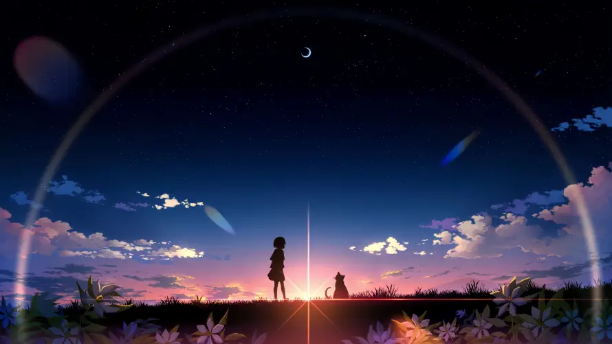 4k剪影壁纸-夕阳 - 星空-晨曦「哲风壁纸」