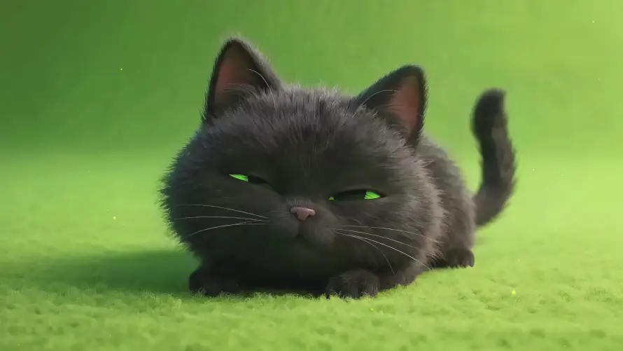 4k萌宠壁纸-黑猫 - 绿眼睛-绿瞳黑猫「哲风壁纸」