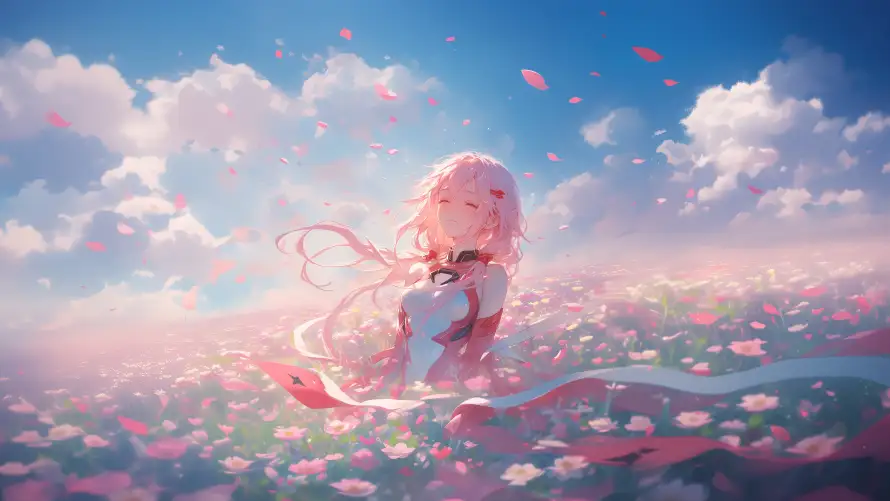 4k楪祈壁纸-花瓣 - 粉红花海-粉色头发「哲风壁纸」