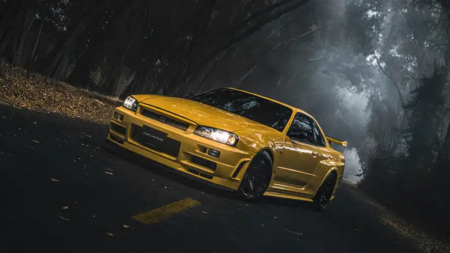 4k日产壁纸-r34 - 改装车-夜间隧道「哲风壁纸」