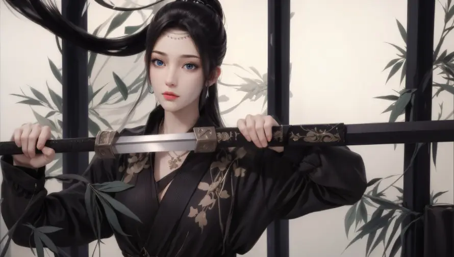 4k云韵壁纸-古风 - 拔剑-竹子「哲风壁纸」