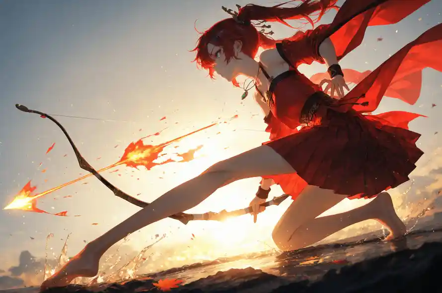 3k夕阳壁纸-女侠 - 弓箭-武侠「哲风壁纸」