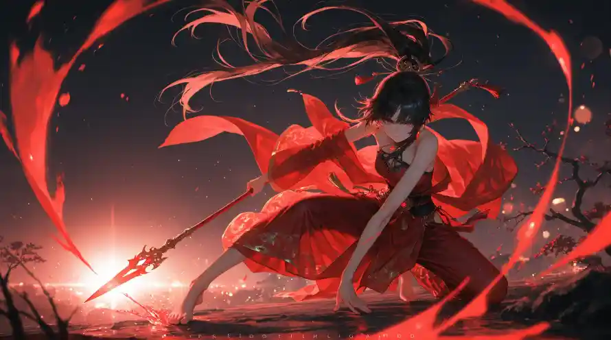 3k女侠壁纸-美女 - 古风美女-夕阳背景「哲风壁纸」