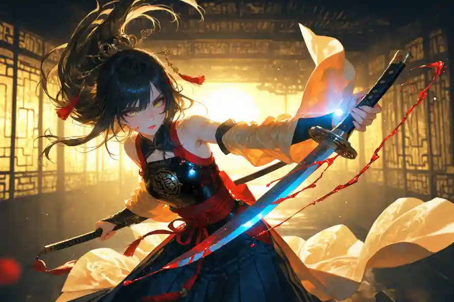 3k古风壁纸-女侠 - 武侠-红色「哲风壁纸」