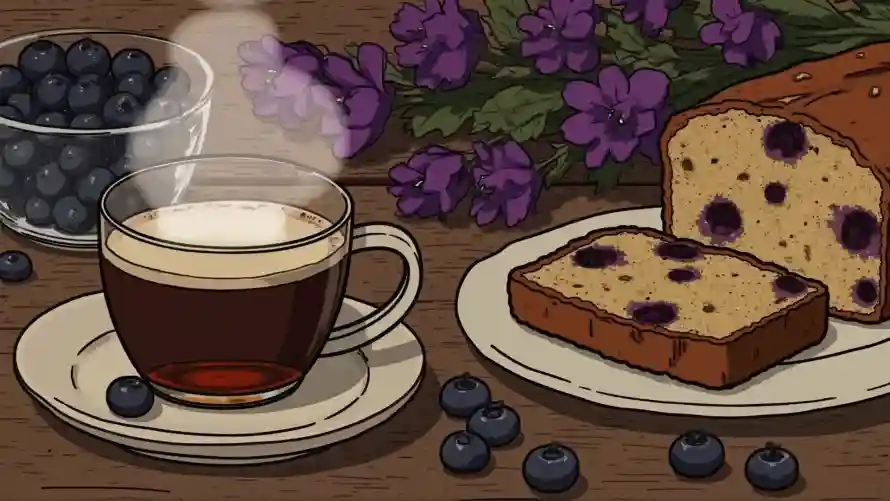 2k蓝莓壁纸-食物 - 咖啡杯-手绘风「哲风壁纸」