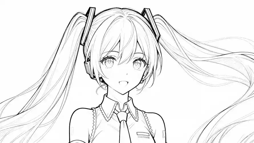 3k初音未来壁纸-动漫线稿 - 手绘素材-线稿素材「哲风壁纸」