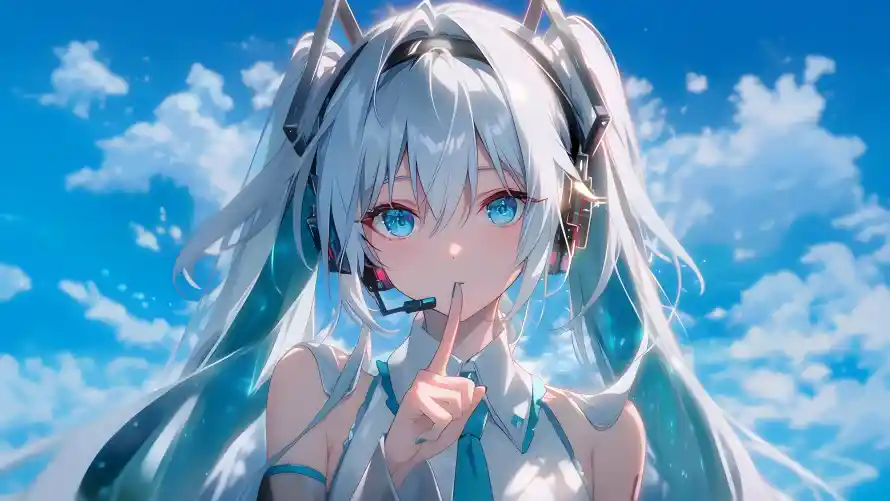 4k耳机壁纸-嘘 - 双马尾-初音未来「哲风壁纸」