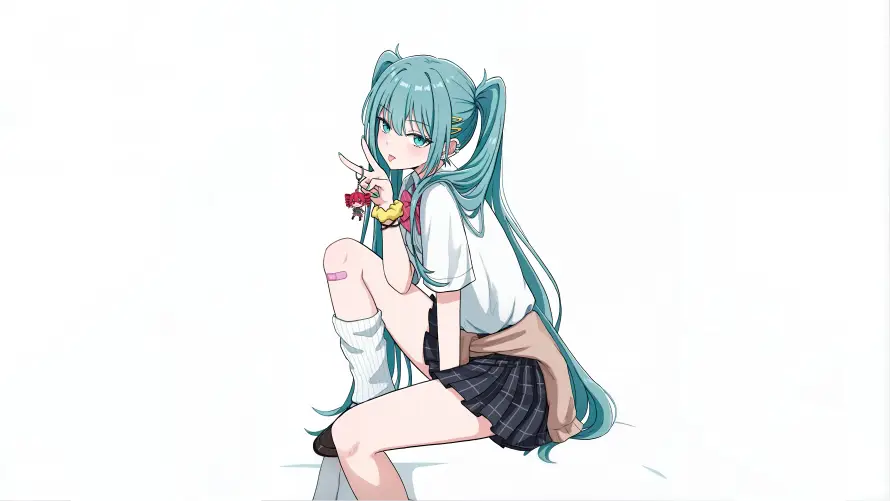 6k校服壁纸-双马尾 - 初音未来-动漫人物「哲风壁纸」
