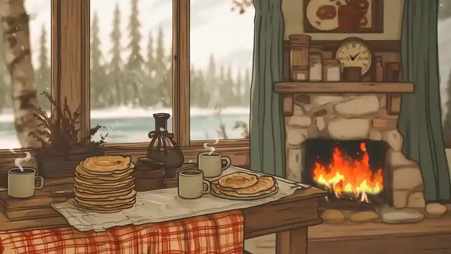 2k壁炉壁纸-早餐 - 火焰-雪景「哲风壁纸」