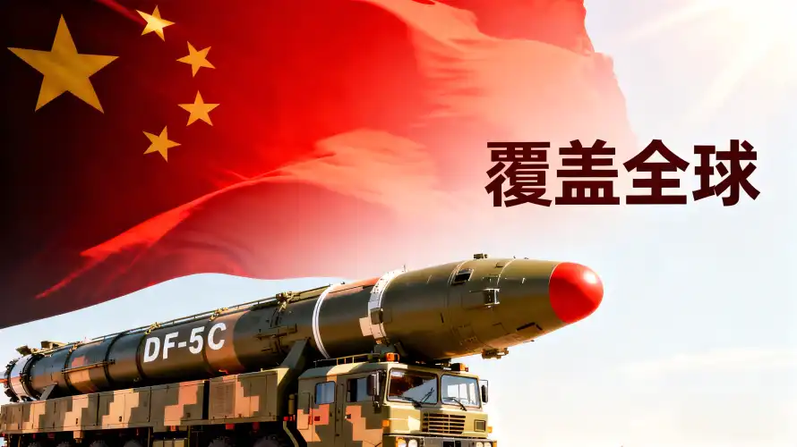 3k军事壁纸-导弹 - 东风5C-中国国旗「哲风壁纸」