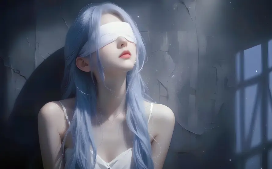 5k囚室壁纸-昏暗 - 白衣-眼罩「哲风壁纸」
